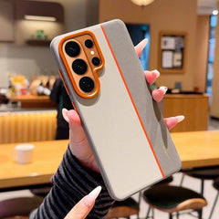 Two-tone Color Faux Leather Phone Case For Samsung