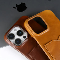 Genuine Leather with Card Slot Case For iPhone | Aesthetic Vintage Phone Back Cover