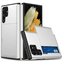 Heavy Duty Shockproof Phone Case With Card Holder Cover For Samsung Galaxy