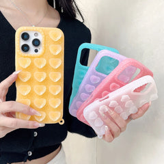 Trendy 3D Heart Suction Cup iPhone Case | Soft Silicone Hands-Free Mirror Selfie Cover