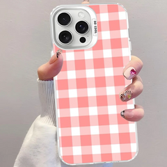 Cute Pink Grid Phone Case For iPhone