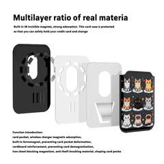 Cute Mosaic Cat Pattern Magnetic Card Holder | MagSafe Wallet Cover