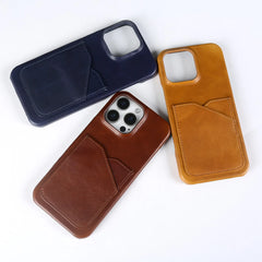 Genuine Leather with Card Slot Case For iPhone | Aesthetic Vintage Phone Back Cover