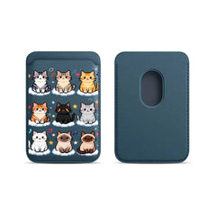 Cute Mosaic Cat Pattern Magnetic Card Holder | MagSafe Wallet Cover