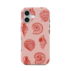 Aesthetic Summer Beach Case for iPhone | Trendy Coastal Seashell Palm Tree Double-layer Back Cover