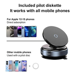 Strong Magnetic Car Phone Holder with Foldable MagSafe Design | 360° Adjustable Vacuum Mount