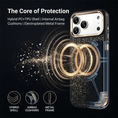 Sparkling Diamond Case For iPhone | MagSafe Alloy lens Phone Cover