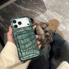 Crocodile Skin Leather with Mirror Holder Phone Case for iPhone
