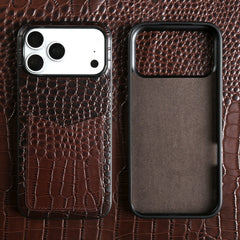 Leather Case With Card Holder For iPhone | Crocodile Pattern