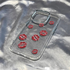 Red Lips Print Phone Case For iPhone | Transparent Soft Back Cover