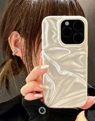 Pearl White Textured Case For iPhone | Stylish Glossy Soft TPU Phone Back Cover