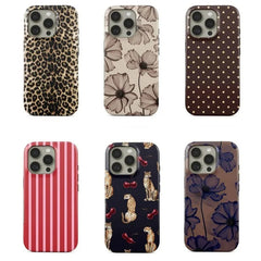 Modern Classic Patterned Case Collection for iPhone  | Double-layer Full Edge Cover Phone