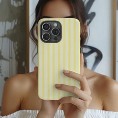 Butter Yellow Striped Phone Case iPhone | Coquette Girly Phone Cover