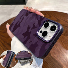 Camouflage Leather Cooling Case for iPhone | Shockproof Tactical Camo Bumper | Heat Dissipation Leather Phone Cover