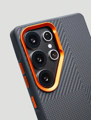 Frosted Alloy Lens Magnetic Phone Case for Samsung Galaxy | Carbon Fibre Texture with Soft Edge Phone Cover