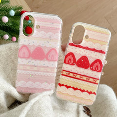 Cute Girly Strawberry Shockproof Protective Phone Case for iPhone