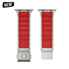 Stainless Steel Silicone Band for Apple Watch | Metal Bracelet for iWatch | Magnetic buckle strap |