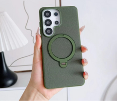 Tech-Woven Fabric Magnetic Phone Case | 360° Ring Stand & MagSafe Compatible Back Cover for Samsung Galaxy