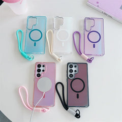 Laser Gradient Magnetic Lanyard Shockproof Case for Samsung Galaxy