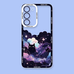 Artistic Black Cat Starry Phone Case For Samsung Galaxy