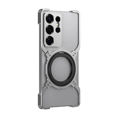 Aluminum Metal Bumper MagSafe Case with Camera Lens and Kickstand for Samsung Galaxy
