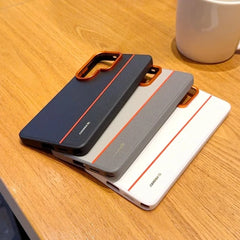 Two-tone Color Faux Leather Phone Case For Samsung