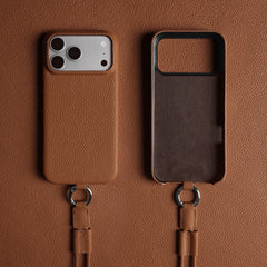 Crossbody Lanyard Genuine Leather Phone Case for iPhone