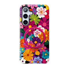 Floral Phone Case with Matching Magnetic Grip For Samsung Galaxy | Colorful Groovy Flower Phone Cover