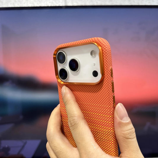 Orange Plaid Carbon MagSafe Case for iPhone