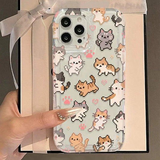 Cute Cat Print Clear Soft Case for iPhone