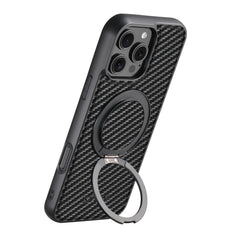 Premium Leather MagSafe Case with 360 Rotating Ring Stand for iPhone