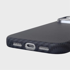 Carbon Fiber Texture Case for iPhone | Alloy Lens MagSafe Phone Cover