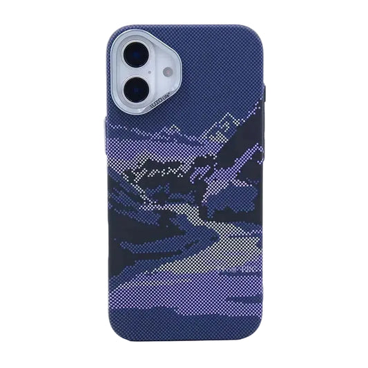 Luminous Landscape Kevlar Carbon Fiber Pattern MagSafe Case for iPhone | Alloy Camera Shield Phone Cover