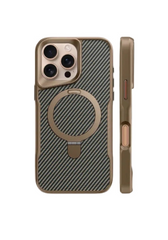 Magsafe Shockproof Frame with Armor Case For iPhone | Metal Bracket Holder | Carbon Fiber Pattern Phone Cover