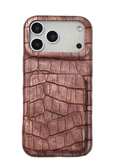 Crocodile Skin Leather with Mirror Holder Phone Case for iPhone