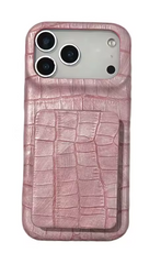 Crocodile Skin Leather with Mirror Holder Phone Case for iPhone