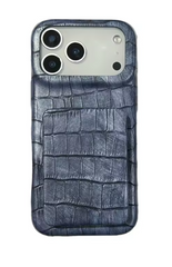 Crocodile Skin Leather with Mirror Holder Phone Case for iPhone