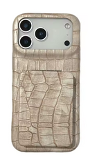 Crocodile Skin Leather with Mirror Holder Phone Case for iPhone