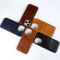 Genuine Leather with Card Slot Case For iPhone | Aesthetic Vintage Phone Back Cover
