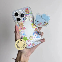 Cute Hello Kitty with Holder Phone Case For iPhone | Clear TPU Cover
