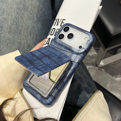 Crocodile Skin Leather with Mirror Holder Phone Case for iPhone