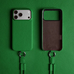 Crossbody Lanyard Genuine Leather Phone Case for iPhone