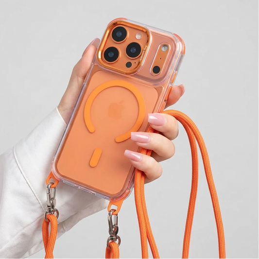 Crossbody Lanyard Clear Case for iPhone | Adjustable Shoulder Strap MagSafe Hard Cover