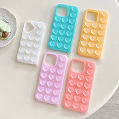 Trendy 3D Heart Suction Cup iPhone Case | Soft Silicone Hands-Free Mirror Selfie Cover