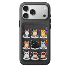 Cute Mosaic Cat Pattern Magnetic Card Holder | MagSafe Wallet Cover