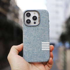 Premium Flax Linen Fabric MagSafe Case For iPhone | Textured Cotton Canvas Alloy Lens Phone Cover