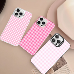Cute Pink Grid Phone Case For iPhone