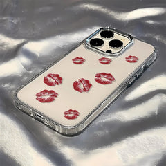 Red Lips Print Phone Case For iPhone | Transparent Soft Back Cover