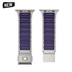 Stainless Steel Silicone Band for Apple Watch | Metal Bracelet for iWatch | Magnetic buckle strap |