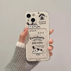 Cute Dog and Cat Phone Case For IPhone | Card Wallet Phone Cover